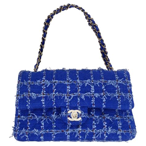 blue chanel tweed bag|chanel vintage tweed bag.